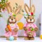 2Pack Easter Bunny Decorations Indoor, 14 Inch Straw Standing Bunny with Carrot Tabletop Figurine, Easter Rabbits Status for Home Farmhouse Spring Decor